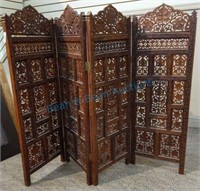 carved teak dressing screen 36 inches tall