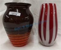 Two art glass vases