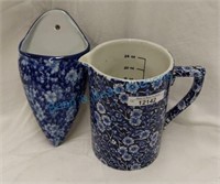 Staffordshire measuring cup and wall pocket