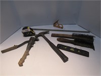 LOT: WIRE BRUSHES; TAPE MEASURE; MISC