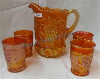 five piece grape and cable marigold water set
