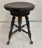 Antique Organ stool with claw feet