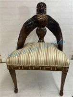 Egyptian inlaid and carved chair and ottoman