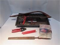 LOT: TOOL CADDY; FILE; SAW; MISC