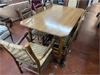 Rustic Hickory Log Farm Table and 8 Chairs