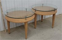 2 round glass top end stands
