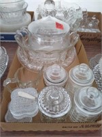 Clear Glass lot, Bowls, Candy dishes, Covered Dish