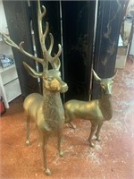 2 Large Brass Deer 48"t x 28"l & 31"t x 18"l