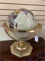 Brass and Gem Stones of the World Globe