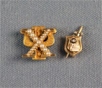 2 Vintage Gold Filled Fraternity Pins