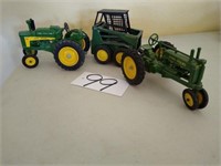 John Deere toy tractors lot of three flat