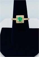 Estate $12,000 14 Kt  Emerald Diamond Ring