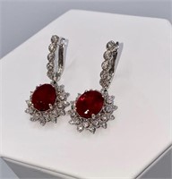 Estate $11730 AIGL 14 KT Gold Ruby Diamond Earring