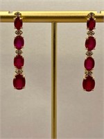 Estate $ 6320 AIGL 14 Kt  Ruby Diamond Earrings