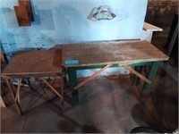 Lot of two wooden work tables