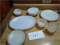 Fire King gold rim dishes 18 pieces flat