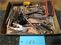 Drill bits wrenches hex keys flat