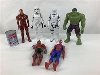 6 figurines dont Hulk Ironman Star Wars trooper