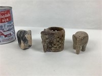3 sculptures d' Éléphant en pierre