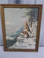 Vintage Howling Wolf Picture--14" x 18"