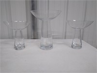 3 Glass Vases--8" & 10"
