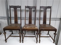 3 Antique Wood Chairs-Pre 1900