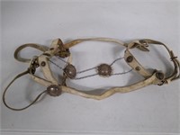 Vintage White Leather Headstall with Conchos