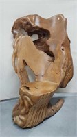 LARGE TEAK NATURAL WOOD CHAIR