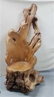 LARGE TEAK NATURAL WOOD CHAIR