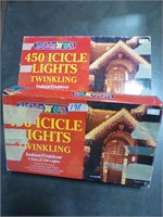2 boxes of 450 each icicle lights