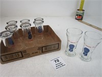 9 VINTAGE PABST BLUE RIBBON SHORT GLASSES