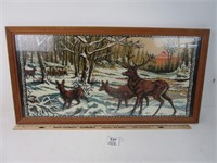 ELK WALL DISPLAY PIECE WITH WOOD FRAME 42 X 21