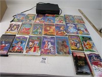 VCR AND LARGE LOT OF DISNEY AND KIDS VHS - WORKS