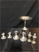 Sterling Silver weighted Compote, candle sticks...