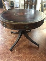 Leather top Mahagony 2 drawer Drum table