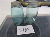 Lot of 2 Blue Glass Ball Jars