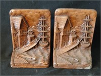Carved Book Ends