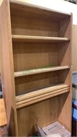 7 foot oak bookcase, with four adjustable