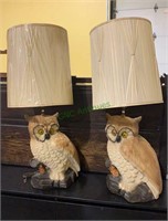 2 Extra large ceramic owl lamps, vintage 1970s