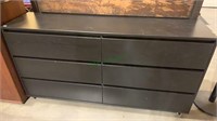 Black six drawer dresser, IKEA style press board,