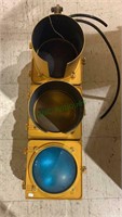 Vintage yellow traffic signal light, with the