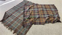 2 antique plaid wool blankets, one with a partial