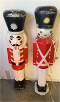 Two toy soldier blow molds, holiday Christmas
