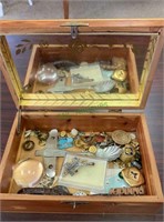 Vintage cedar jewelry box, with a  mirror lid,