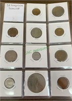 Collection of 59 foreign coins, with some older