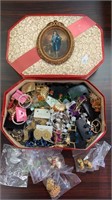 Box lot of costume jewelry, with two silver tone