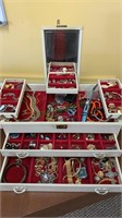 Four level jewelry box filled with costume