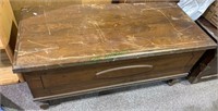 Large cedar blanket chest, top needs refinishing,