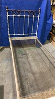Antique brass and iron single bed, with the