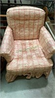 Pink and white Upholstered-arm chair, (1332)
